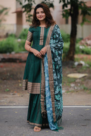 Dark Green Handloom Sharara Set