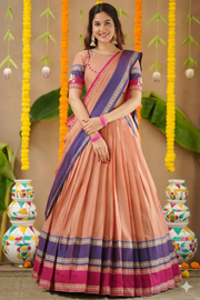Malavika 2-In-1 Half Saree In Peach