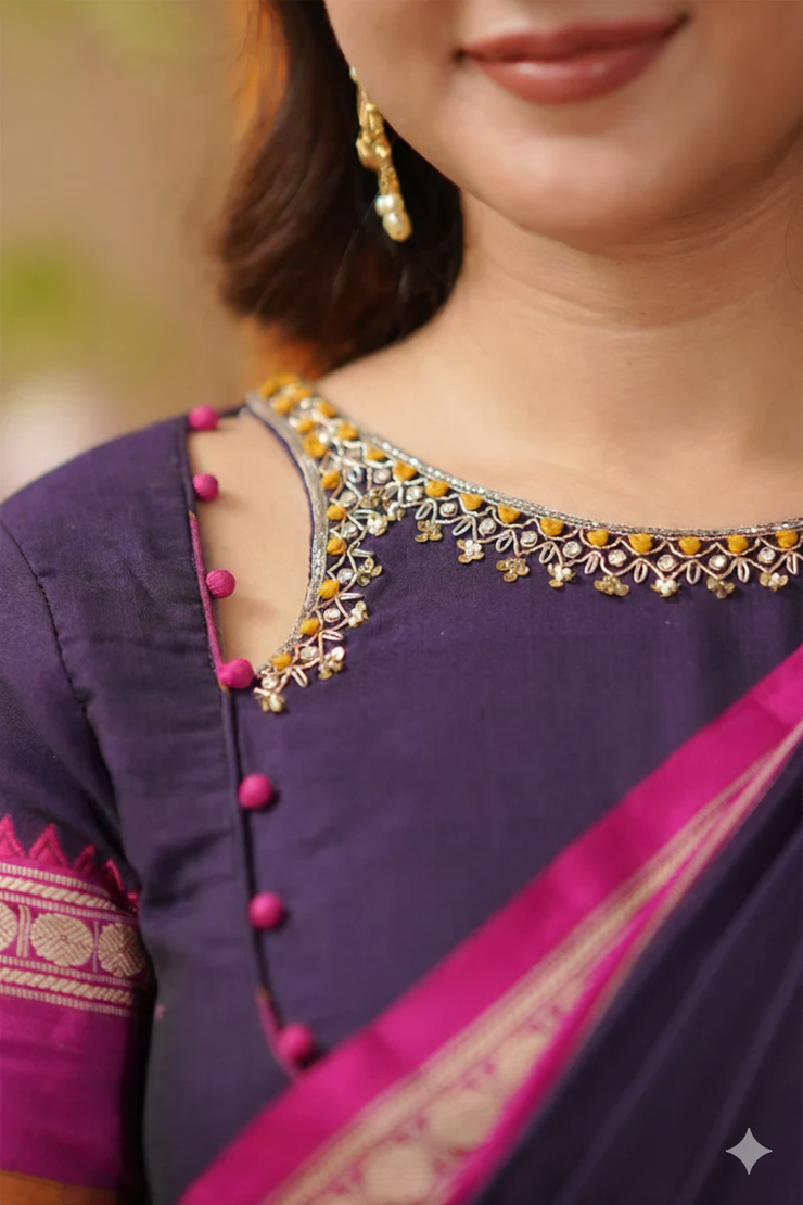 Kalyani 2-In-1 Half Saree In Navy Blue