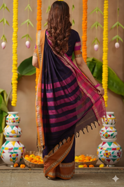 Kalyani 2-In-1 Half Saree In Navy Blue