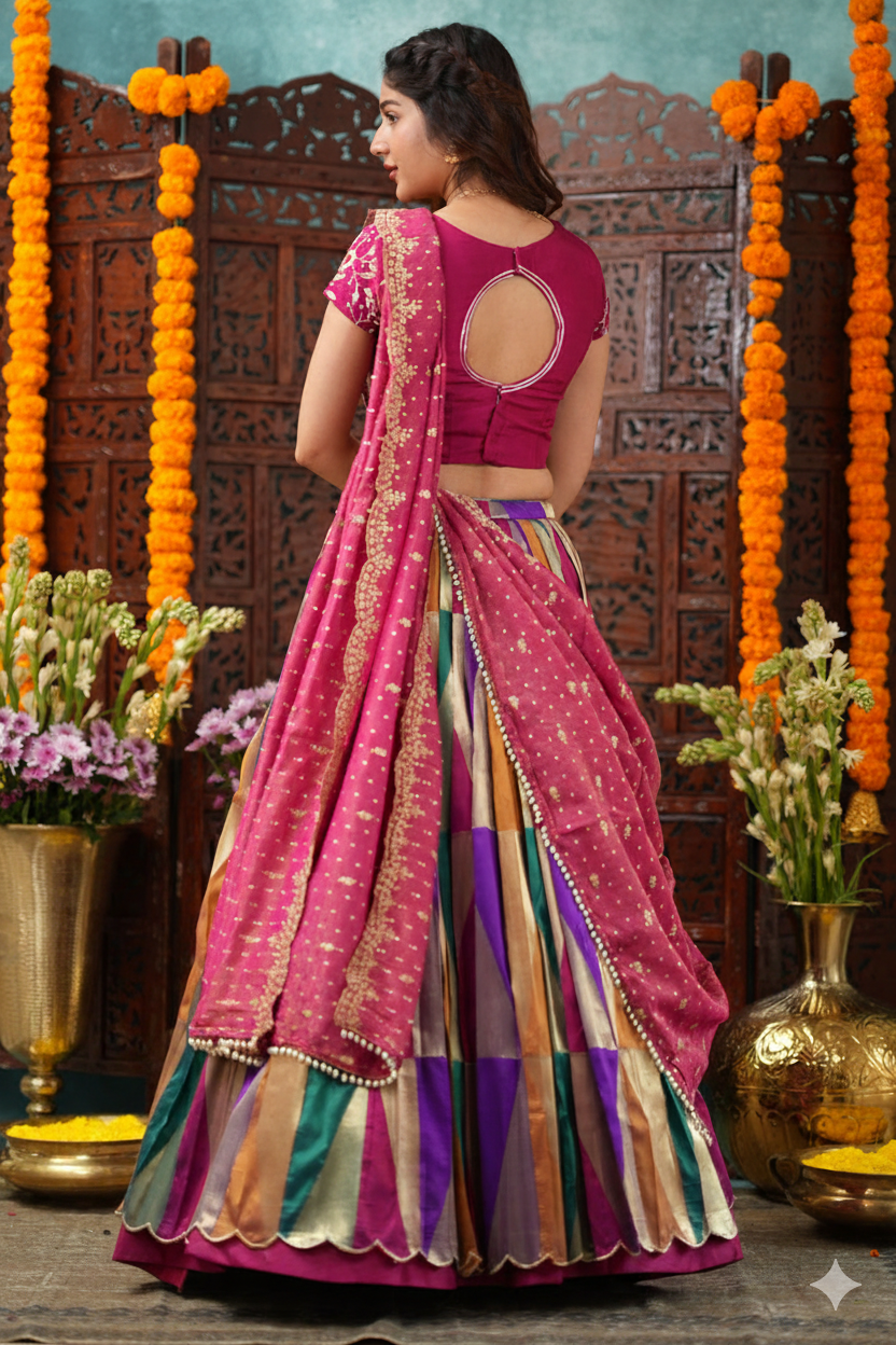Pink Soft Silk Lehenga Set