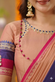 Malavika 2-In-1 Half Saree In Peach