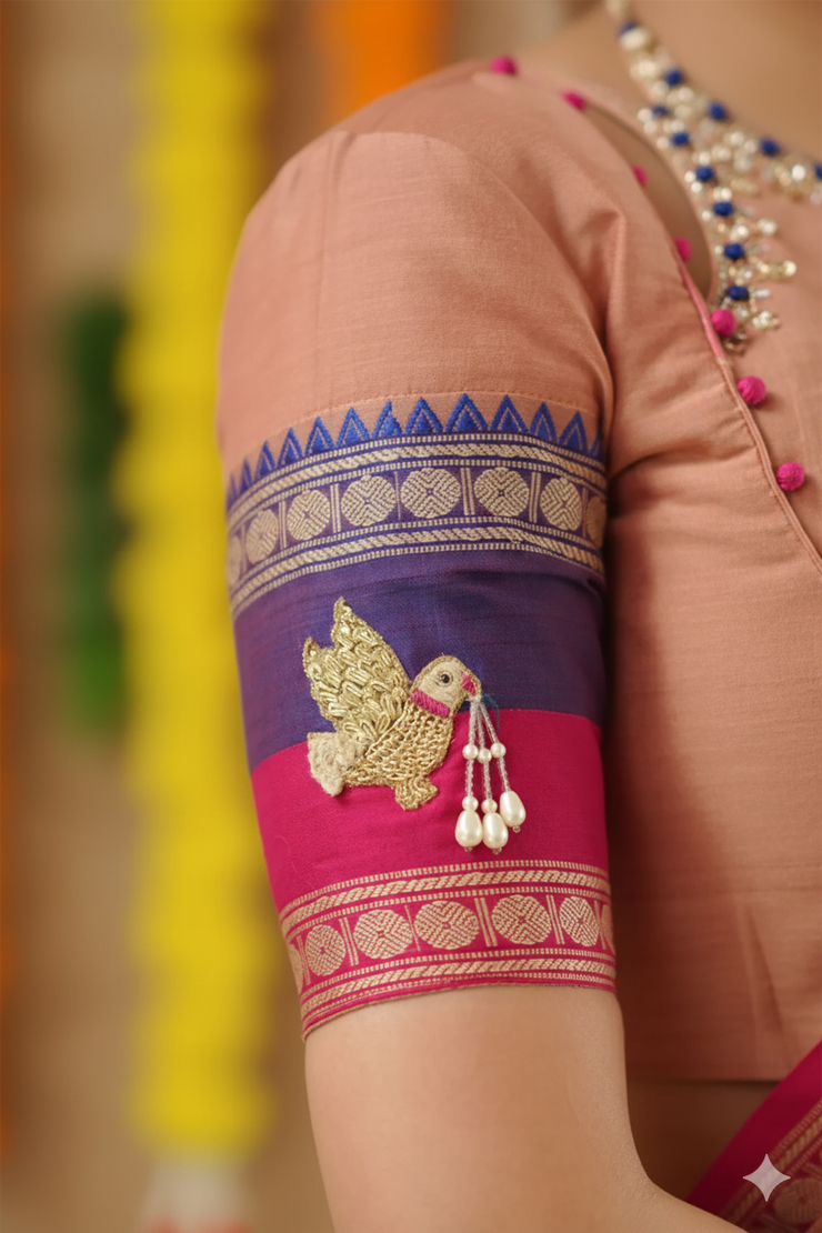 Malavika 2-In-1 Half Saree In Peach