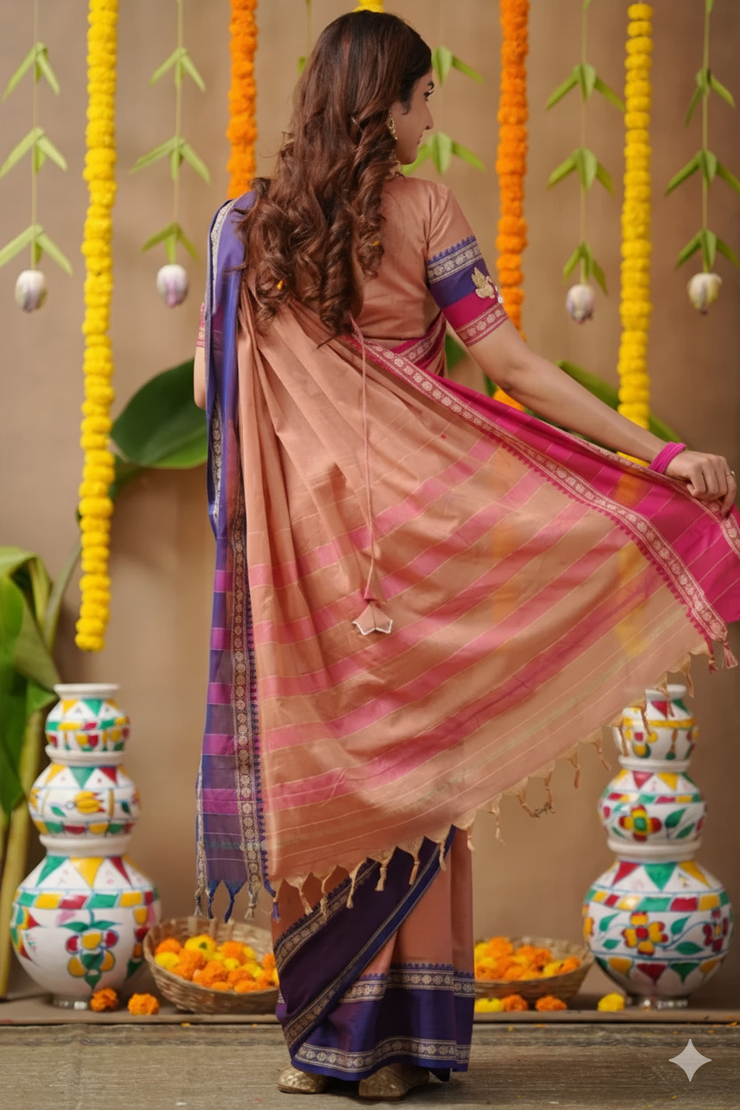 Malavika 2-In-1 Half Saree In Peach