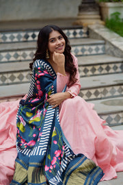 Angrakha style salmon pink Anarkali and suit set