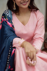 Angrakha style salmon pink Anarkali and suit set
