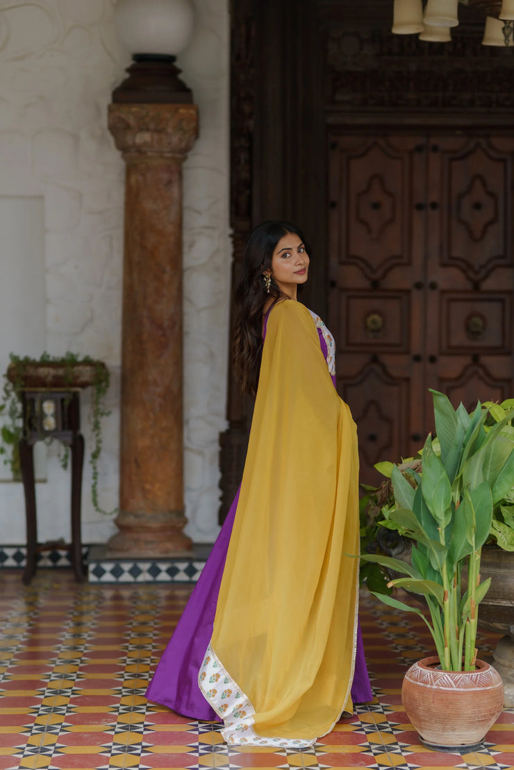 magenta-purple Anarkali Suit with Dupatta