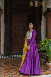 magenta-purple Anarkali Suit with Dupatta