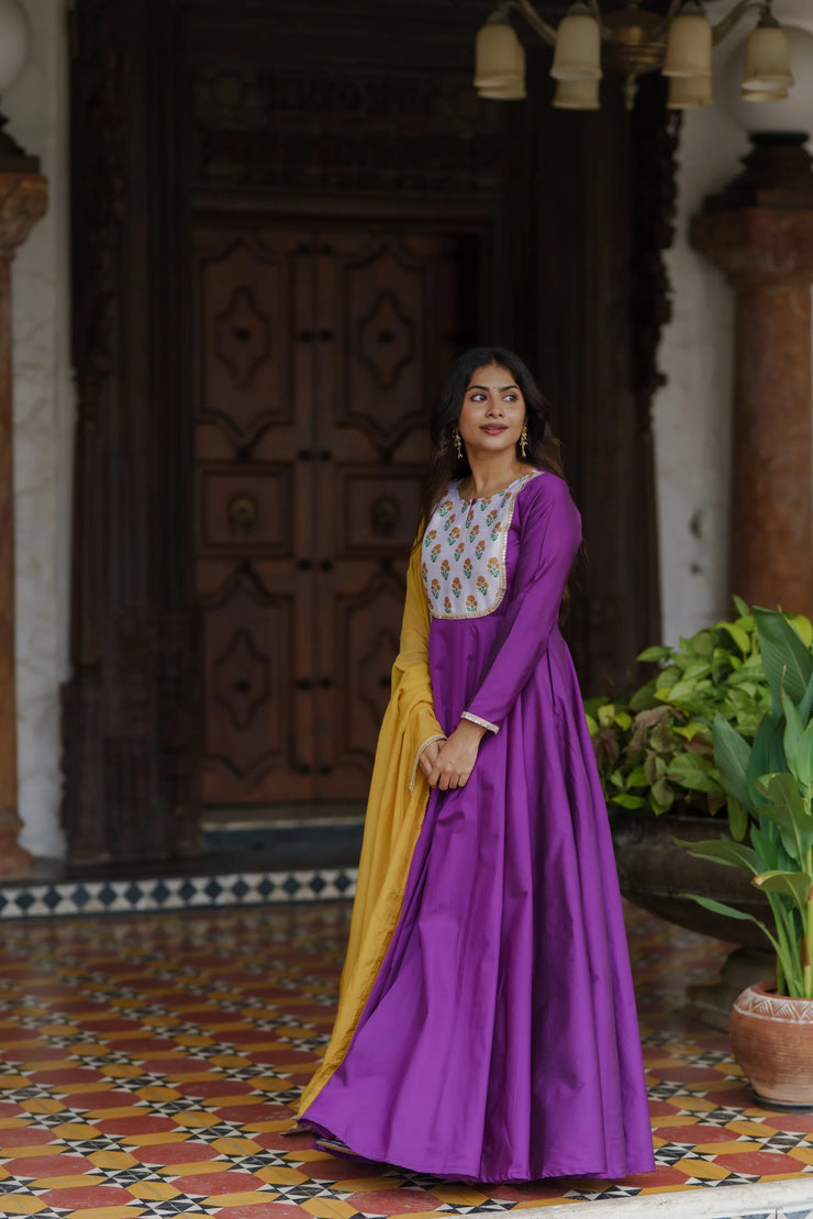 magenta-purple Anarkali Suit with Dupatta