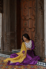 magenta-purple Anarkali Suit with Dupatta