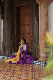 magenta-purple Anarkali Suit with Dupatta