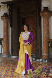 magenta-purple Anarkali Suit with Dupatta