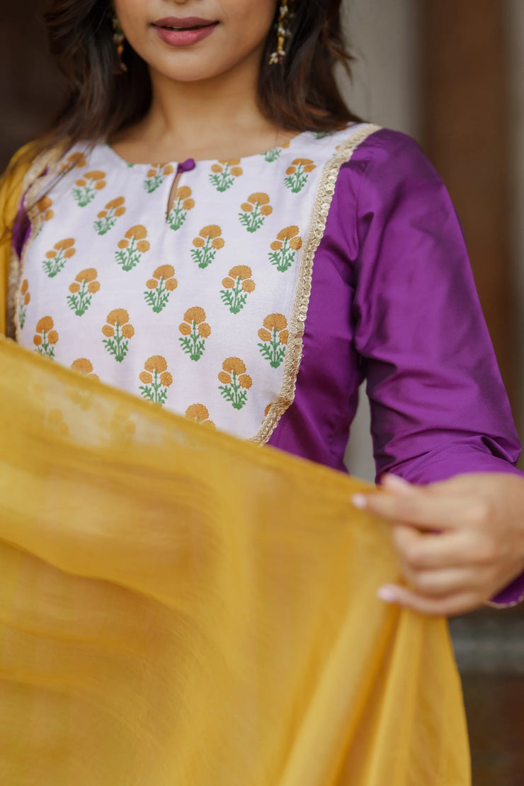 magenta-purple Anarkali Suit with Dupatta