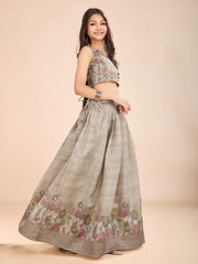 Kids Grey Silk blend Lehenga