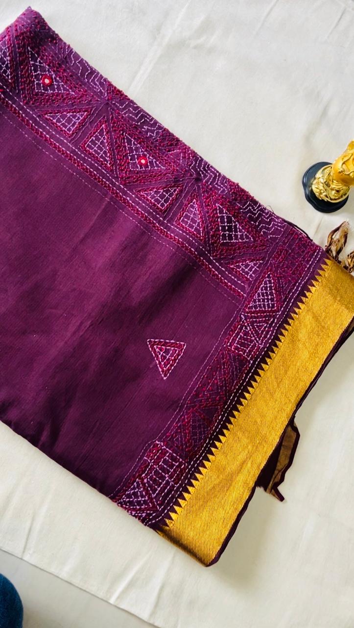 soft premium cotton with handwork stitches Saree