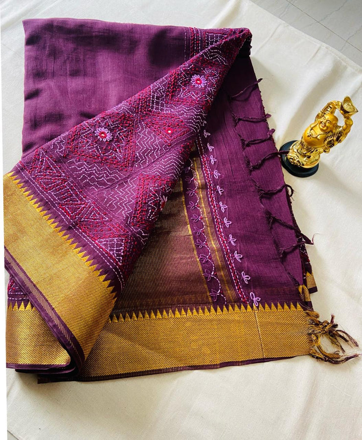 soft premium cotton with handwork stitches Saree