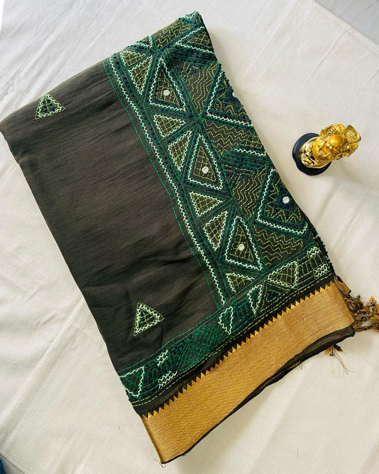 soft premium cotton with handwork stitches Saree