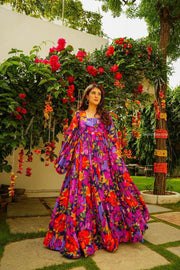 Multicolour Floral Georgette Maxi Dress