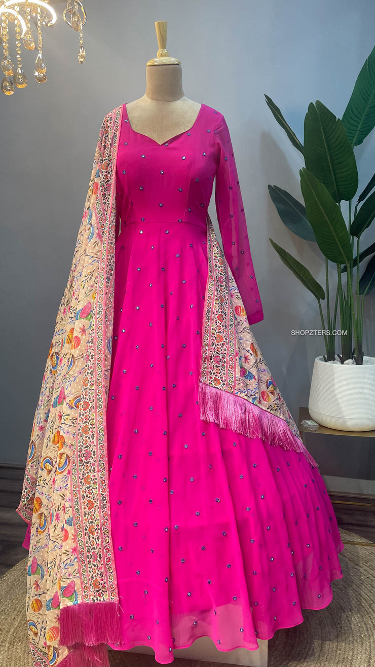Pink Georgette Mirror Dress