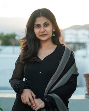 Elegant Black Anarkali with Sheer Dupatta