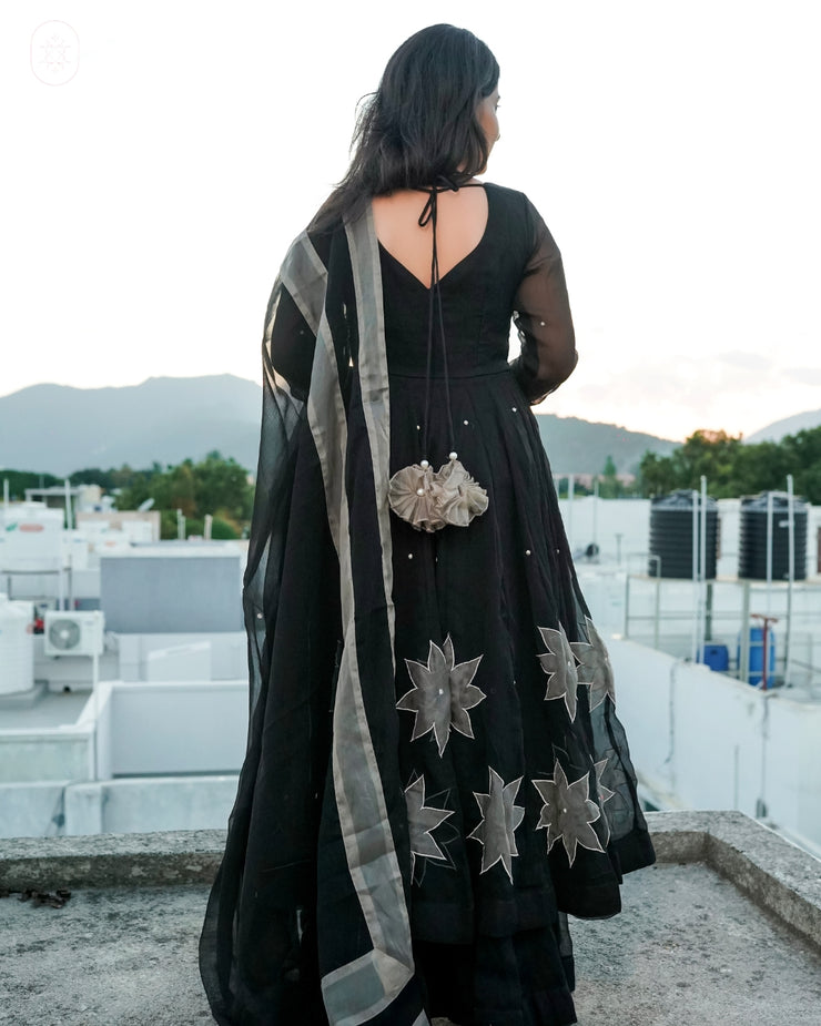 Elegant Black Anarkali with Sheer Dupatta