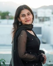 Elegant Black Anarkali with Sheer Dupatta