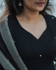 Elegant Black Anarkali with Sheer Dupatta