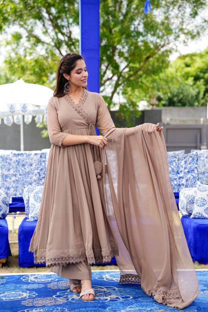 Nude Brown Georgette Suit Set