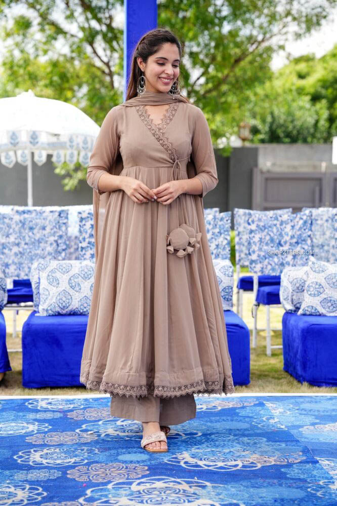Nude Brown Georgette Suit Set