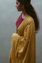 Brown Yellow Gota Dress with Dupatta