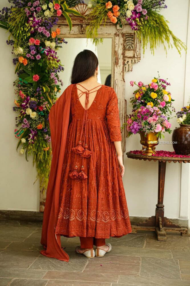Brick Embroidered Suit Set