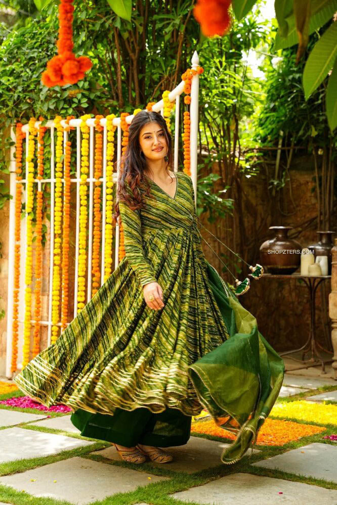 Double Shaded Green Kurta Palazzo Set