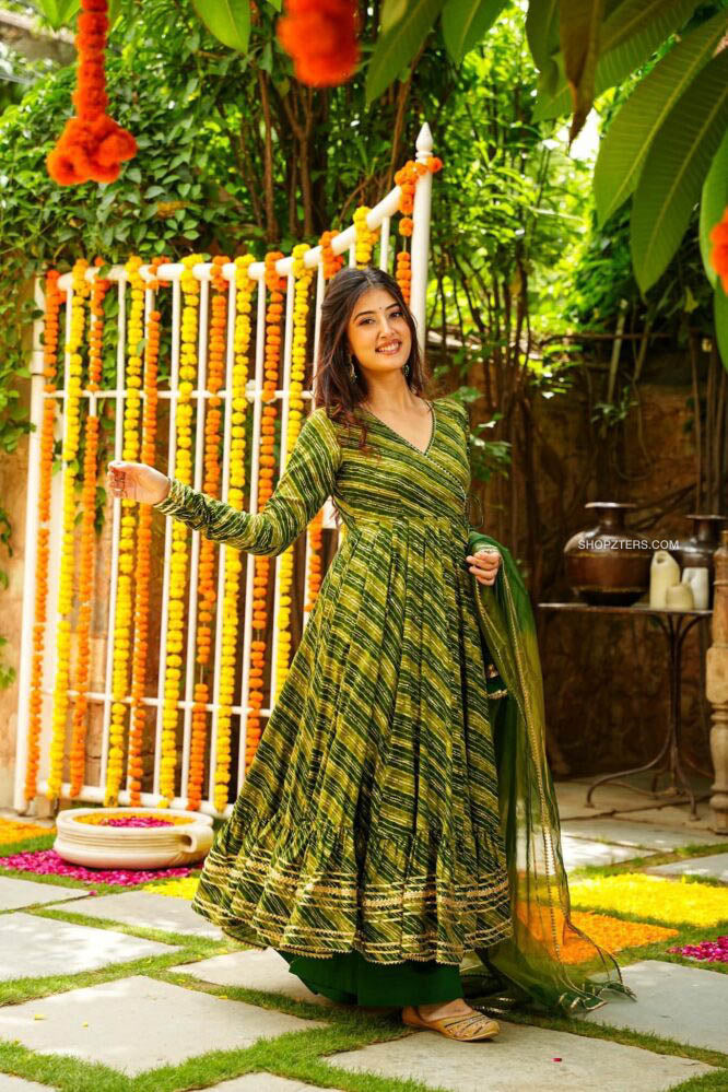 Double Shaded Green Kurta Palazzo Set