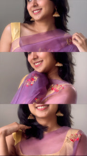 Organza Saree With Embroidery