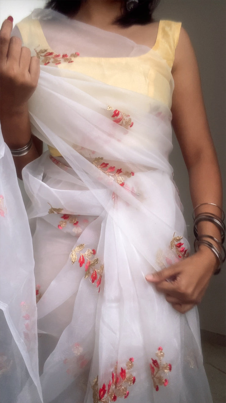 Organza Saree With Embroidery