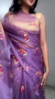 Organza Saree With Embroidery