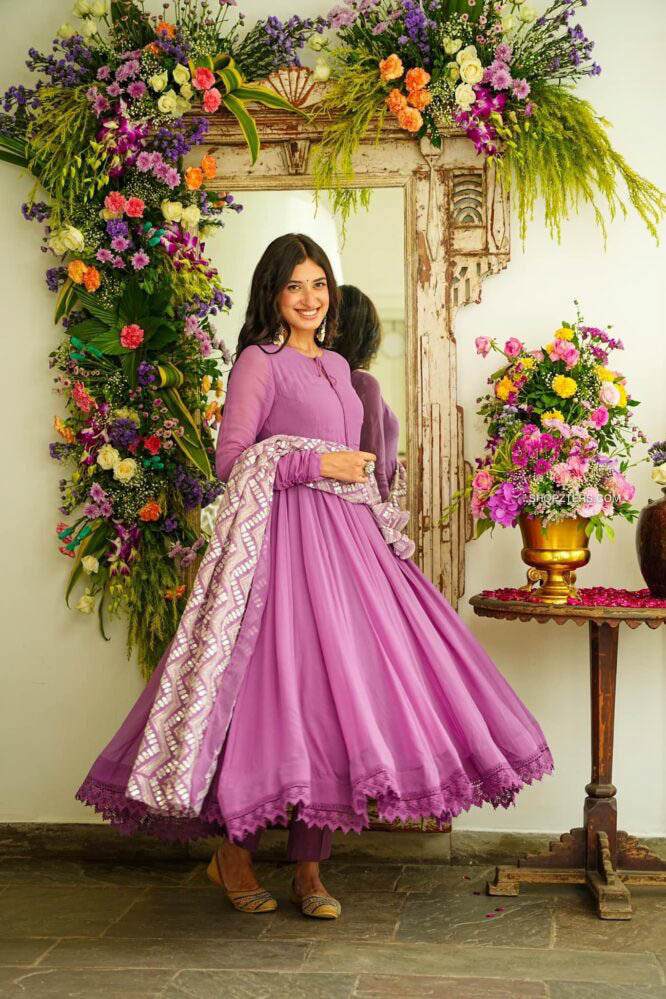 Purple Georgette Suit Set