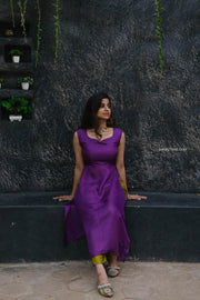 Purple & Green Jute Silk Top and Pant