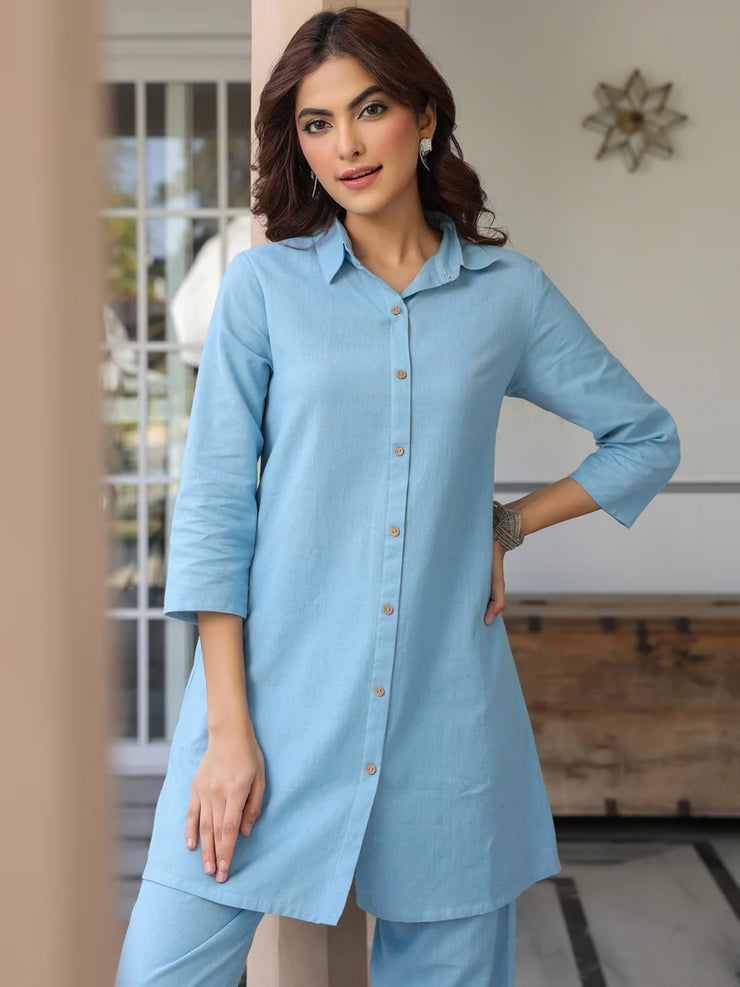 Solid Cotton A-line Co-Ord Set