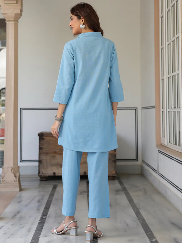 Solid Cotton A-line Co-Ord Set