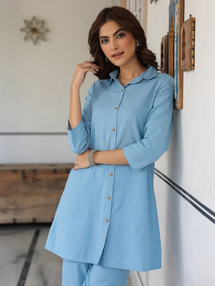Solid Cotton A-line Co-Ord Set