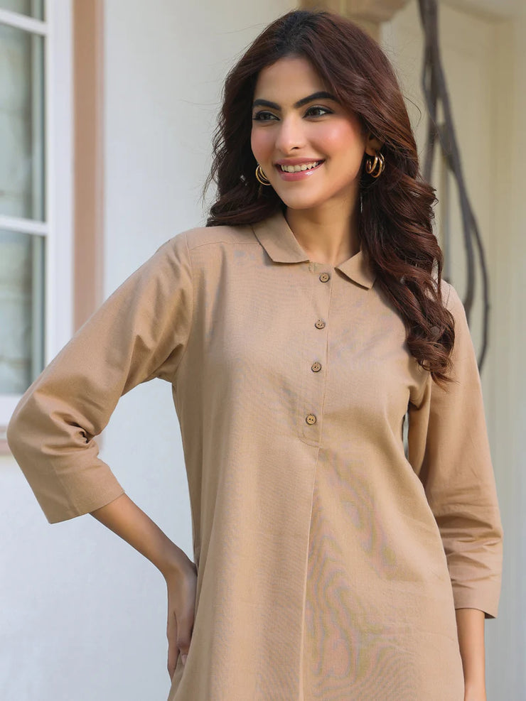 Solid Cotton A-line Co-Ord Set