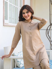 Solid Cotton A-line Co-Ord Set