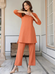 Solid Cotton A-line Co-Ord Set