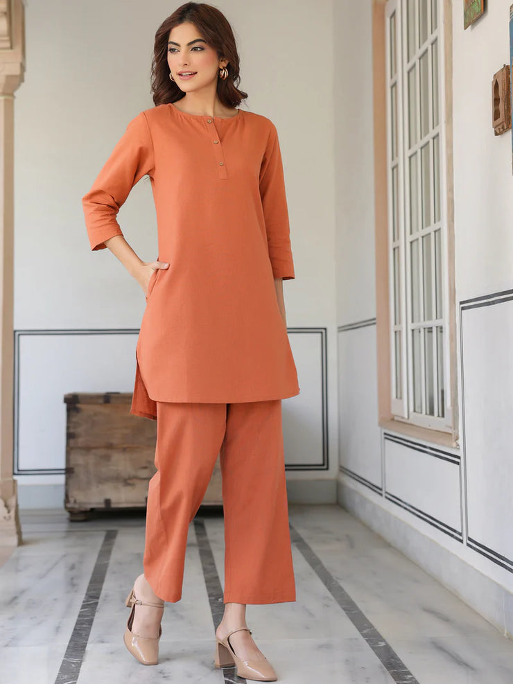 Solid Cotton A-line Co-Ord Set