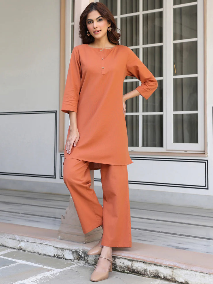 Solid Cotton A-line Co-Ord Set