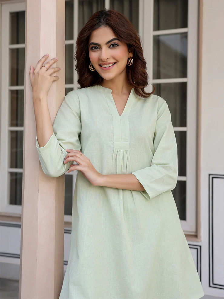 Solid Cotton A-line Co-Ord Set