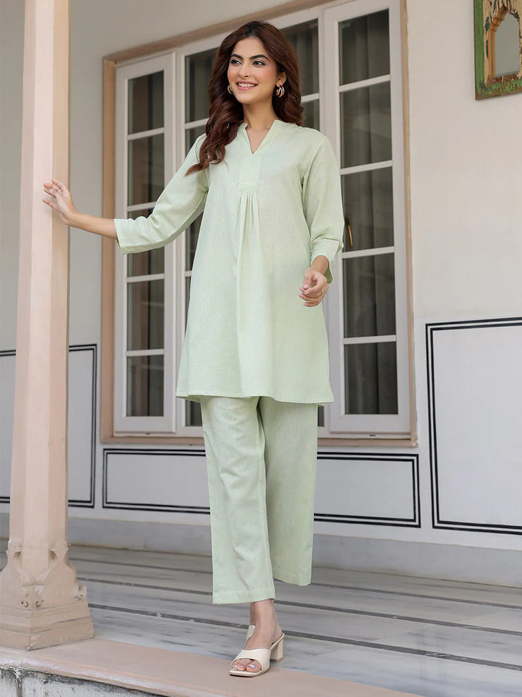 Solid Cotton A-line Co-Ord Set
