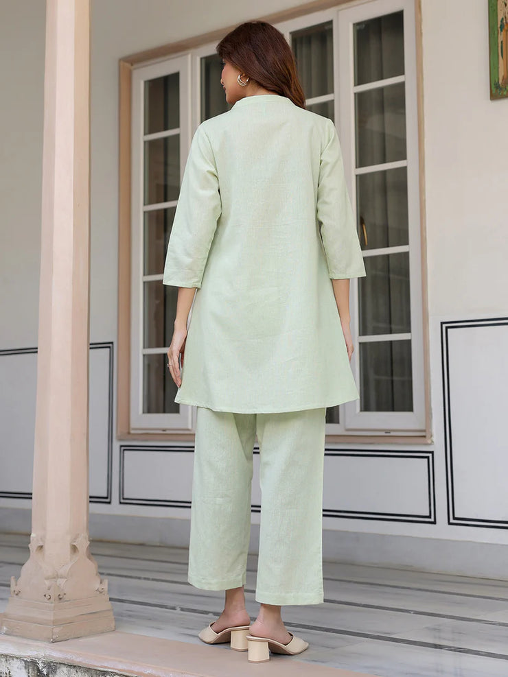 Solid Cotton A-line Co-Ord Set
