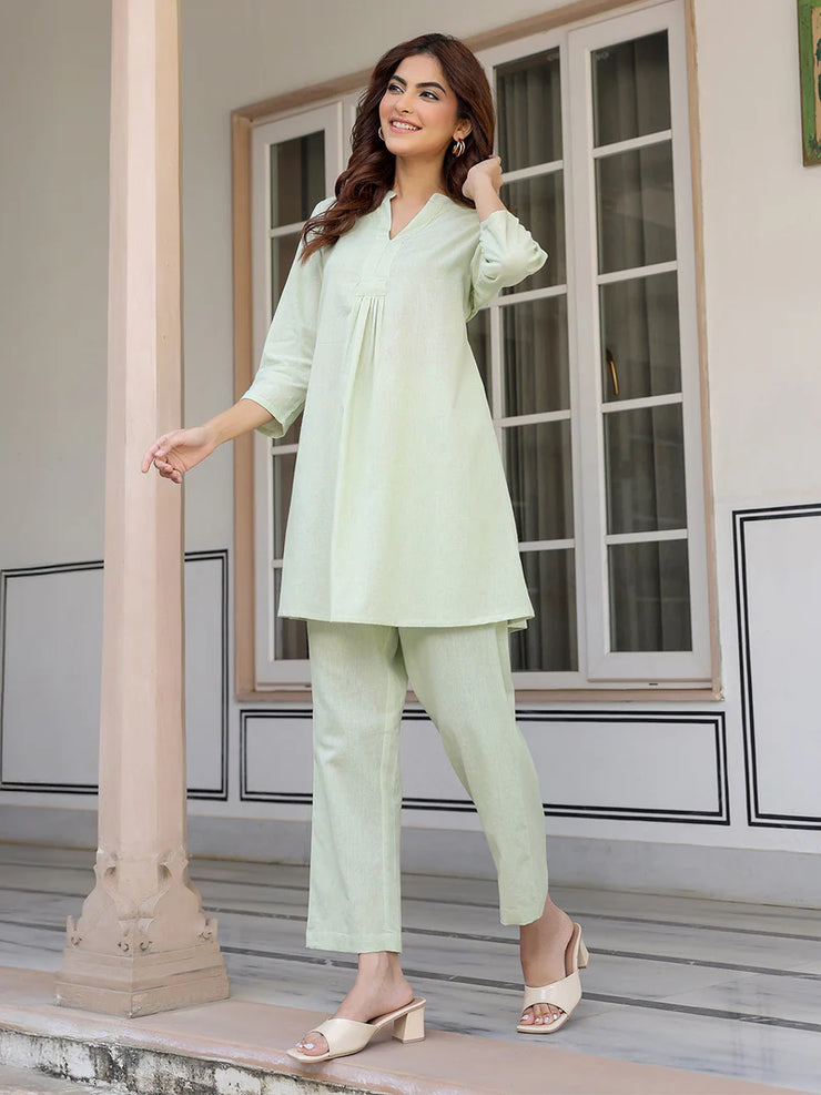 Solid Cotton A-line Co-Ord Set